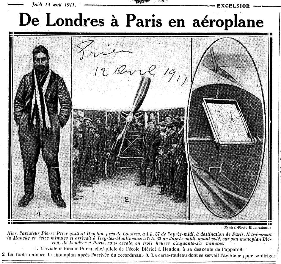 Londres- Paris, 1ère en Avion en 1911 : Pierre Prier