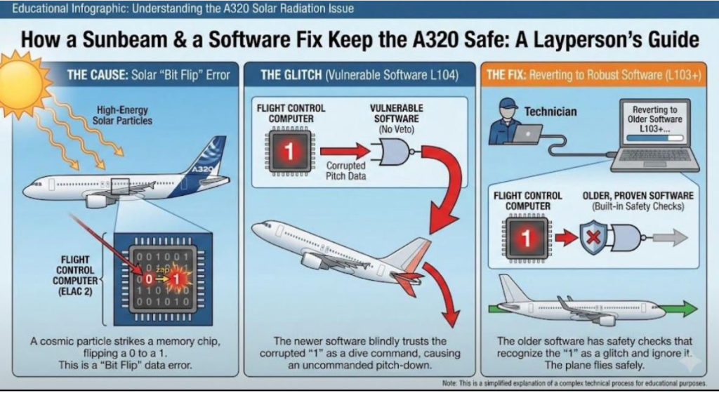 6000 Airbus A320 arrêtés de vol pour modifier un logiciel de commandes à cause de fortes éruptions solaires. 28 novembre 2025. Du jamais vu !