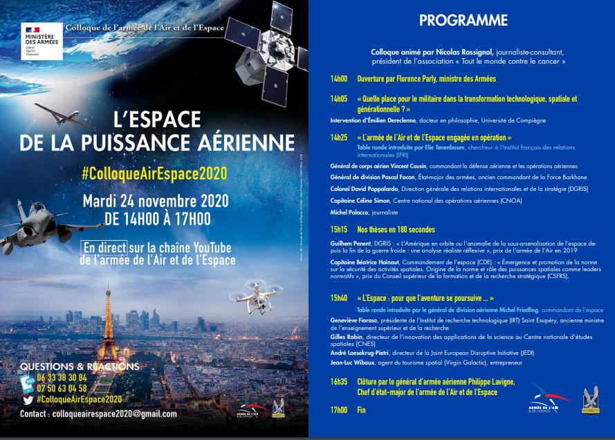 L’Espace de la Puissance Aérienne. Colloque 24 novembre 2020.